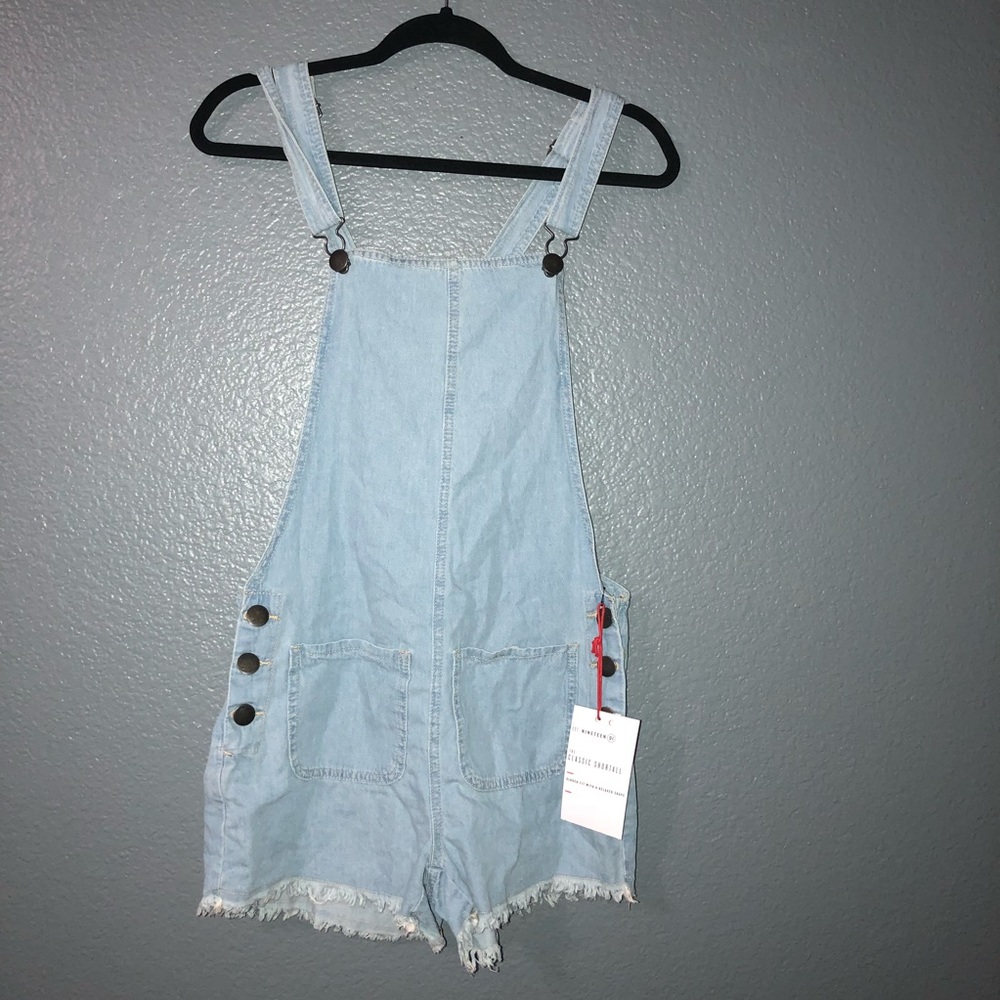 Denim overall shorts